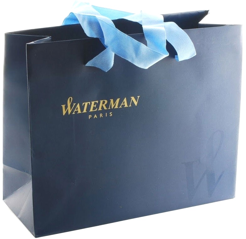  Фирменный подарочный пакет WATERMAN, Большой, бумажный, синий, 29*26*10 см., фото 2