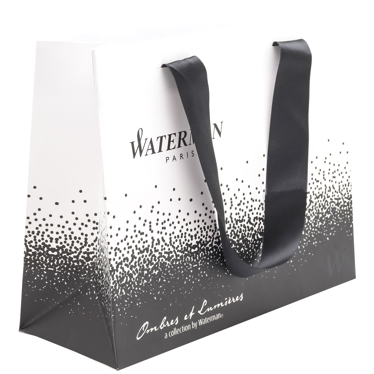  Фирменный подарочный пакет WATERMAN OMBRES&LUMIERE, Большой, бумажный, черно-белый, 28*22.5*11 см.