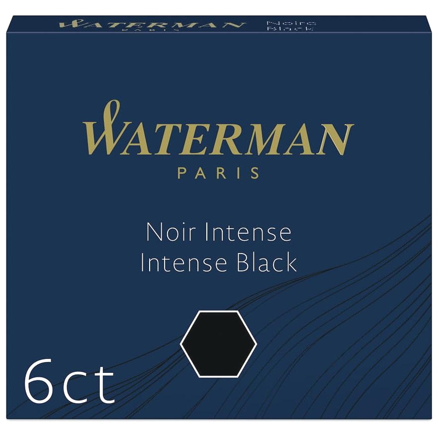 Мини картриджи с черными чернилами для перьевой ручки Waterman, Intense Black