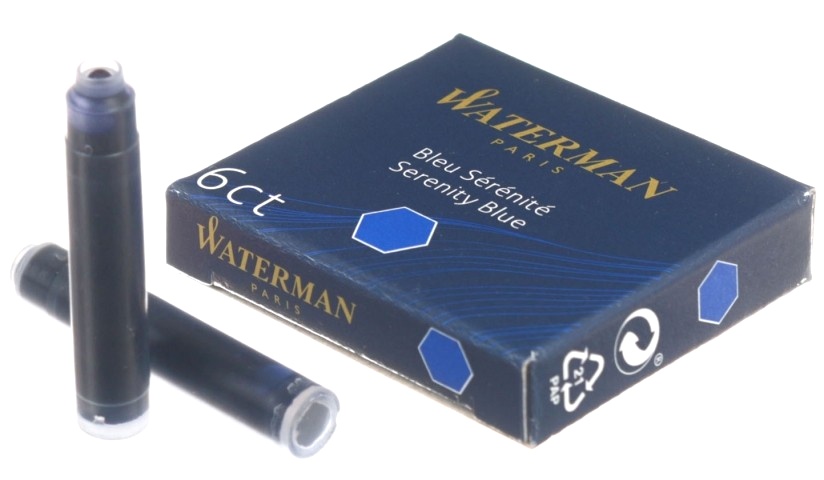 Мини картриджи с синими чернилами для перьевой ручки Waterman, Serenity Blue, фото 4