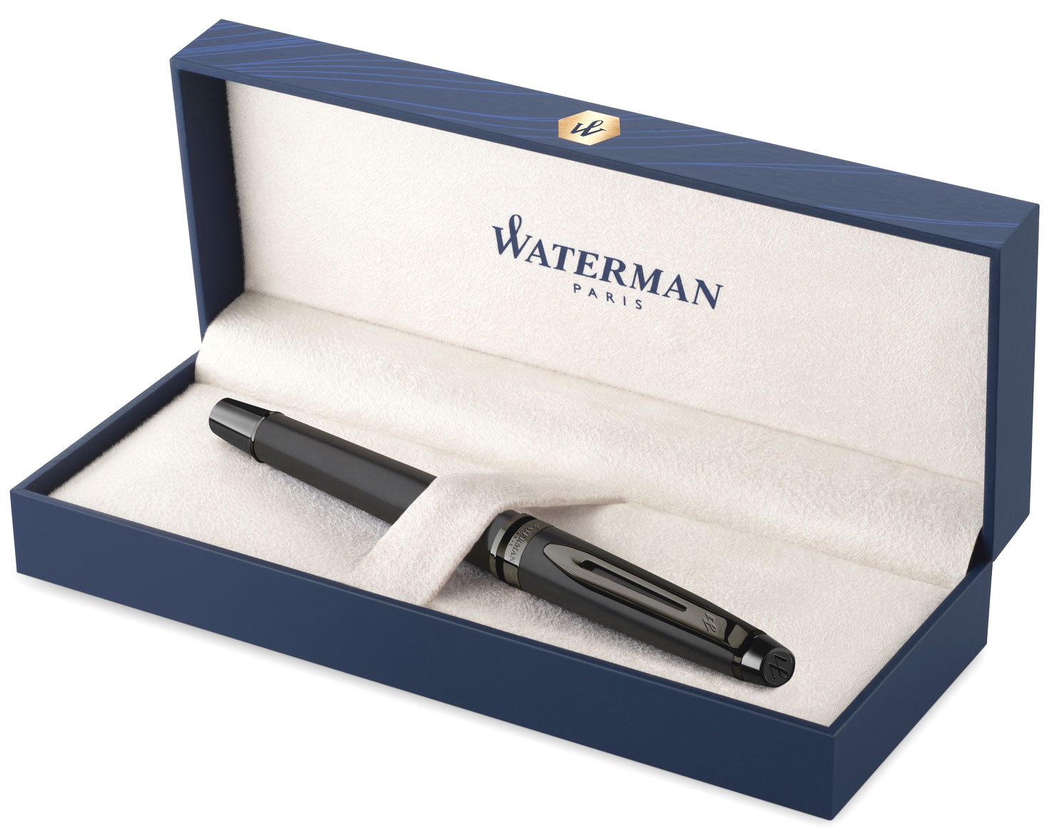  Ручка перьевая Waterman Expert DeLuxe, Metallic Black RT (Перо F), фото 3