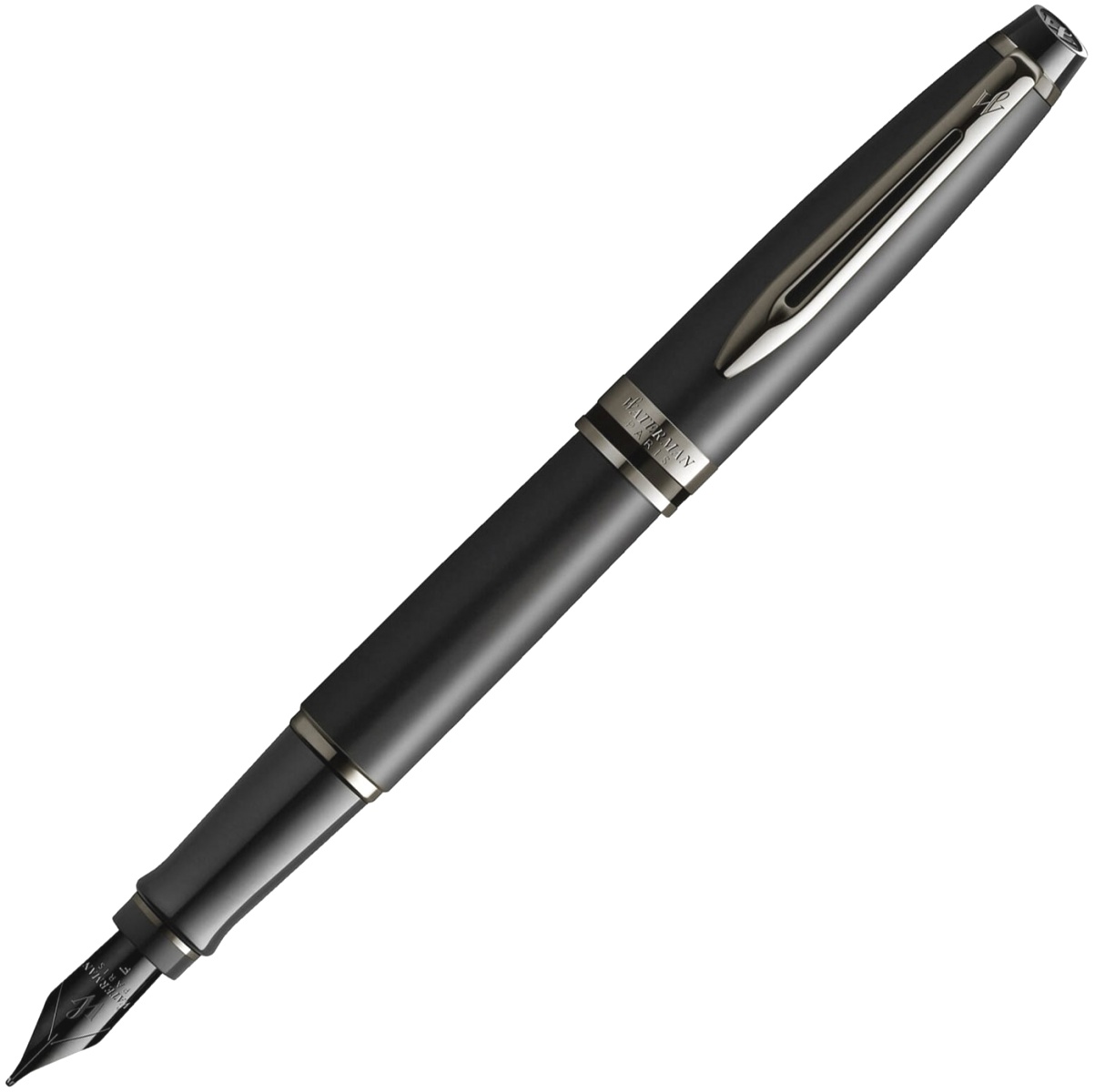  Ручка перьевая Waterman Expert DeLuxe, Metallic Black RT (Перо F)