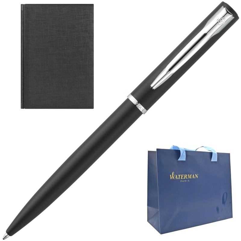 Набор: Ручка шариковая Waterman Graduate Allure, Black CT + Ежедневник, недатированный, А5, чёрный
