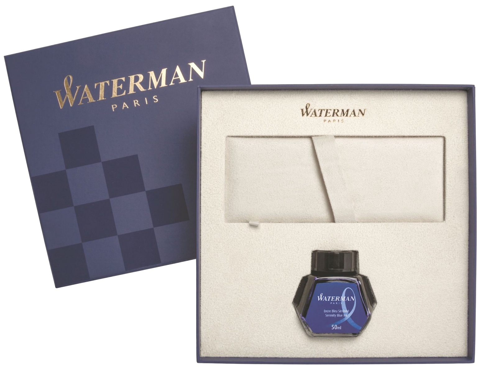 Набор: Ручка перьевая Waterman Embleme, Red CT (Перо F) + Подарочная коробка с синим флаконом чернил Waterman, фото 5